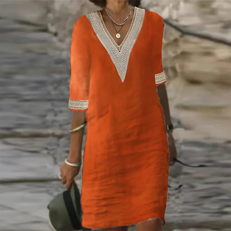 Miriam - Damenkleid Aus Baumwolle Und Leinen Lässiges Kleid
