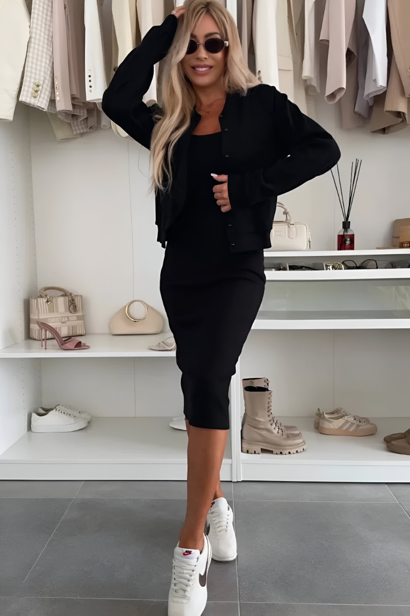 Damen Midi-Kleid mit Cardigan-Set - Für Vielseitige Looks