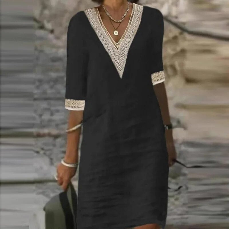Miriam - Damenkleid Aus Baumwolle Und Leinen Lässiges Kleid