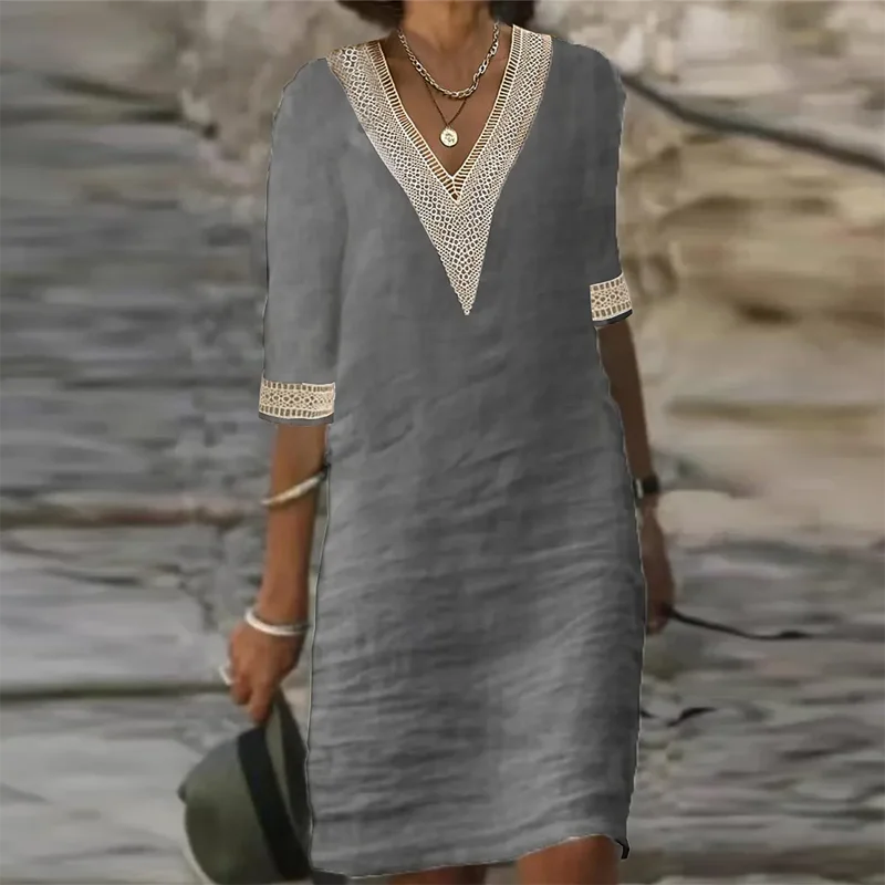 Miriam - Damenkleid Aus Baumwolle Und Leinen Lässiges Kleid