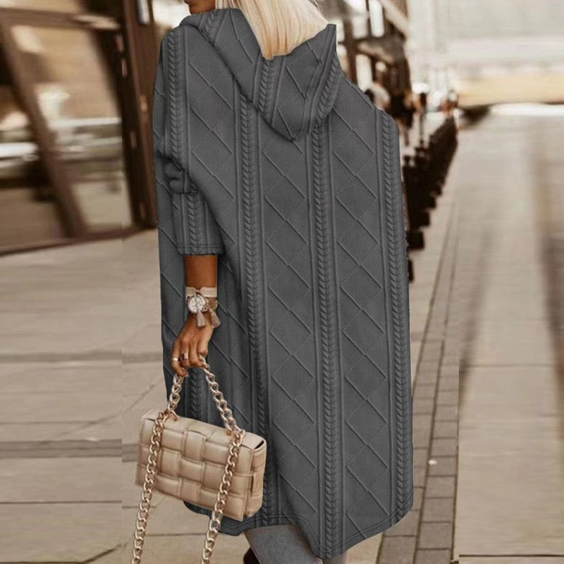 Strickjacke Damen Lang - Weicher Komfort Mit Kapuze