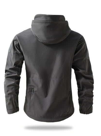 Men's Zipper Hooded Windbreaker Jacket, Casual Tactical Jacket For Outdoor Activities