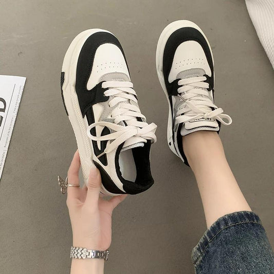 2024 Chic Women's Sneakers - Waterproof, Cushioned Support, Fashionable White Platform Shoes with Rubber Sole & Faux Leather