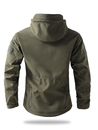 Men's Zipper Hooded Windbreaker Jacket, Casual Tactical Jacket For Outdoor Activities