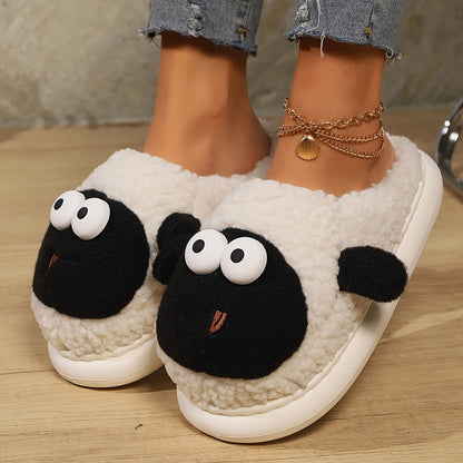 Cute Cartoon Fluffy Home Slippers, Soft Sole Platform Plush Lined Cozy Shoes, Non-slip Floor Mute Slippers