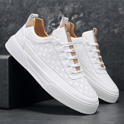 Men's Trendy Solid Colour Low Top Skateboard Shoes, Comfy Non Slip Casual Breathable Sneakers For Men's Outdoor Activities