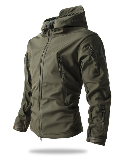 Men's Zipper Hooded Windbreaker Jacket, Casual Tactical Jacket For Outdoor Activities