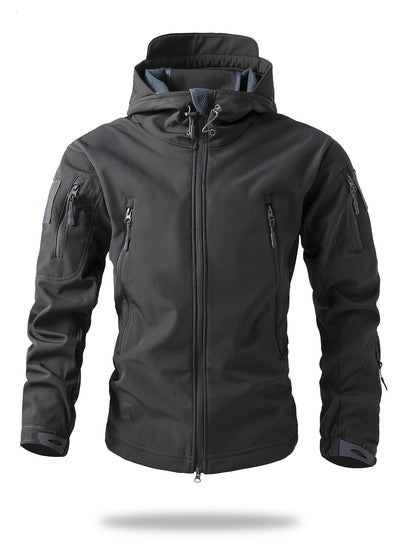 Men's Zipper Hooded Windbreaker Jacket, Casual Tactical Jacket For Outdoor Activities