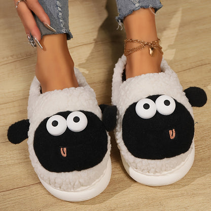 Cute Cartoon Fluffy Home Slippers, Soft Sole Platform Plush Lined Cozy Shoes, Non-slip Floor Mute Slippers