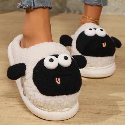 Cute Cartoon Fluffy Home Slippers, Soft Sole Platform Plush Lined Cozy Shoes, Non-slip Floor Mute Slippers