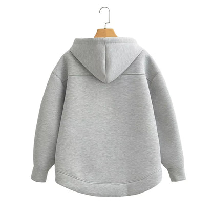 Keyanketian Winter Nieuwe Dames Hoodie High Street Unisex Stijl Dubbele Zakken Oversized Losse Sweatshirts Bovenkleding Top