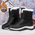 2024 Winter Dameslaarzen Merk Pluche Snowlaars Hoge Top Antislip Sneakers Vrouwen Warm Waterdicht Laars Mode Casual Katoenen Schoen