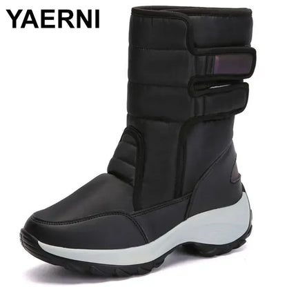 Waterproof Boots Women Winter Shoes Platform Boots WithThick Fur Mid-Calf Snow Boots Fashion Wedge Botas Mujer Shoes Woman