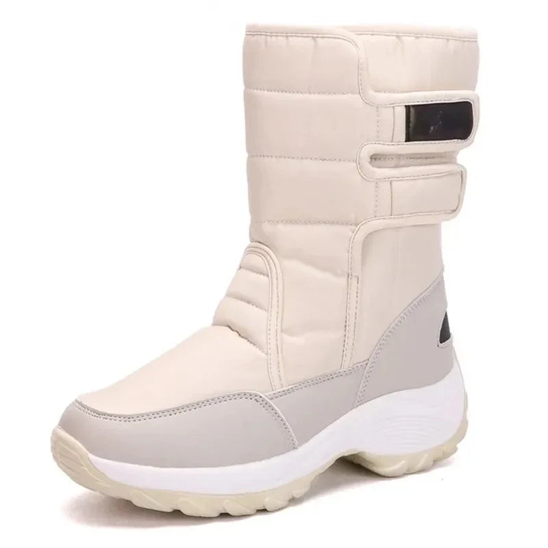 Waterproof Boots Women Winter Shoes Platform Boots WithThick Fur Mid-Calf Snow Boots Fashion Wedge Botas Mujer Shoes Woman