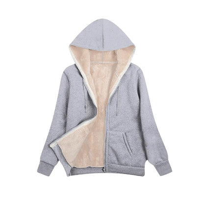 Winter Dames Pluche Jas Met Capuchon Fleece Hoodies S-2XL Sweatshirt Met Rits En Lange Mouwen Sweater Jas