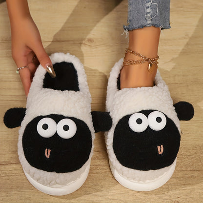 Cute Cartoon Fluffy Home Slippers, Soft Sole Platform Plush Lined Cozy Shoes, Non-slip Floor Mute Slippers