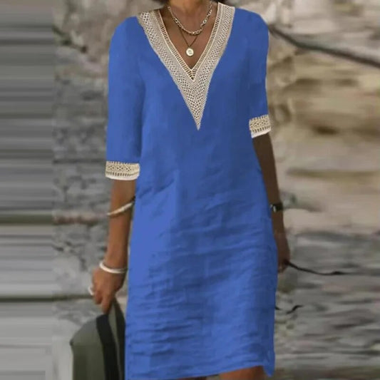 Miriam - Damenkleid Aus Baumwolle Und Leinen Lässiges Kleid