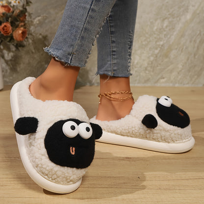 Cute Cartoon Fluffy Home Slippers, Soft Sole Platform Plush Lined Cozy Shoes, Non-slip Floor Mute Slippers